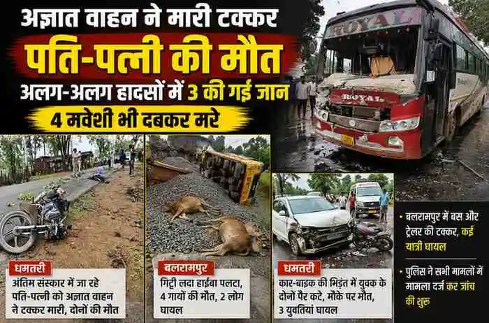 CG road accident in Dhamtari and Balrampur